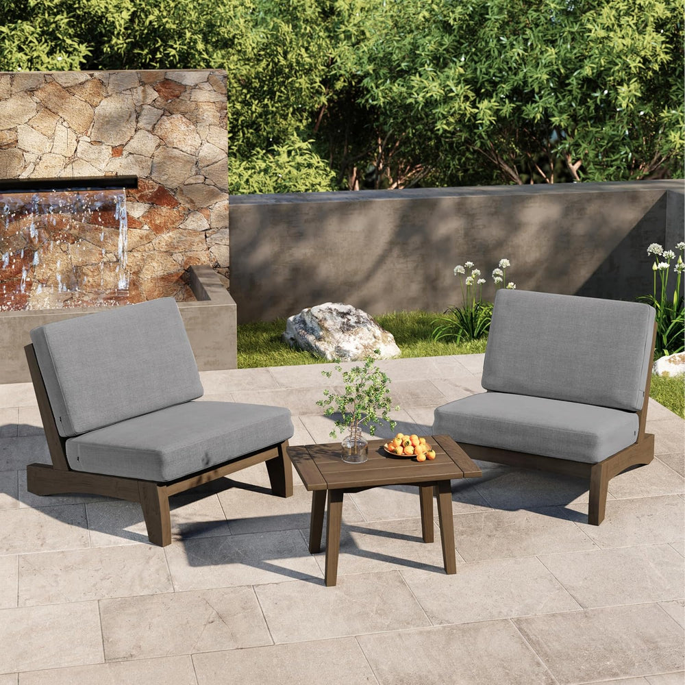 4 Piece Outdoor Patio Furniture Sets, Solid Wood Frame, Beige