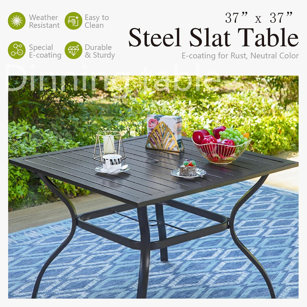 Sophia & William Patio Dining Set for 4, Square Table & Blue Swivel C...