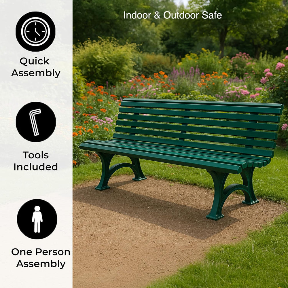 Plow & Hearth Weatherproof German PVC Outdoor Bench | 3-Seat | Holds Up t...