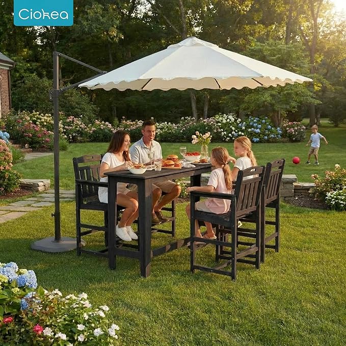 Ciokea Outdoor Bar Height Table Set of 5, 60" Extra Long Rectangle High ...