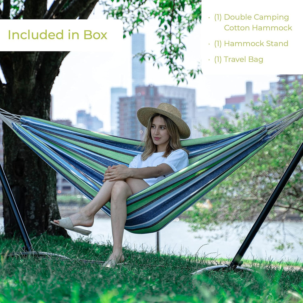 Backyard Expressions Double Camping Hammock with Steel Stand & Carrying B...