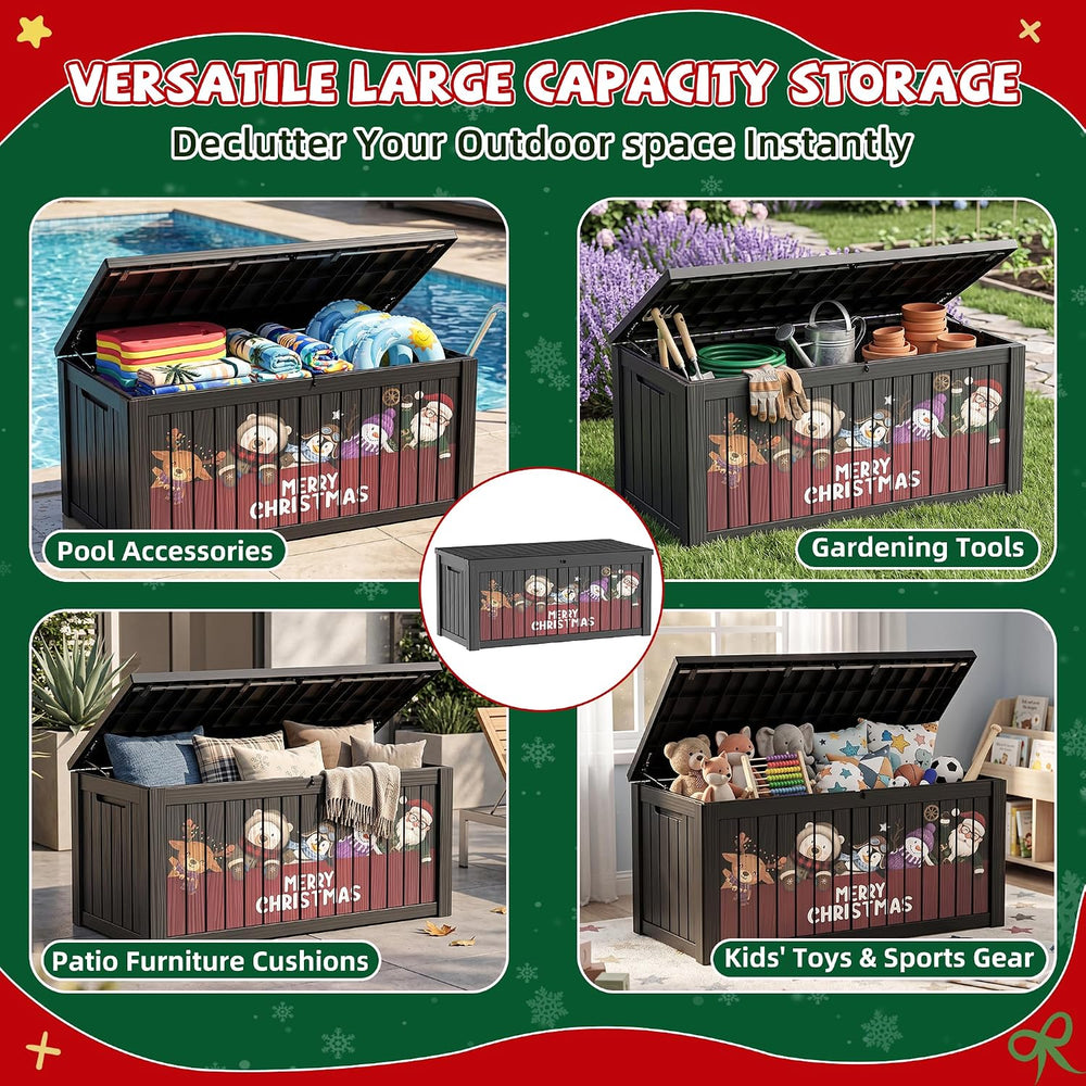 260 Gallon Outdoor Storage Deck Box, UV-Resistant w/ Gas Struts