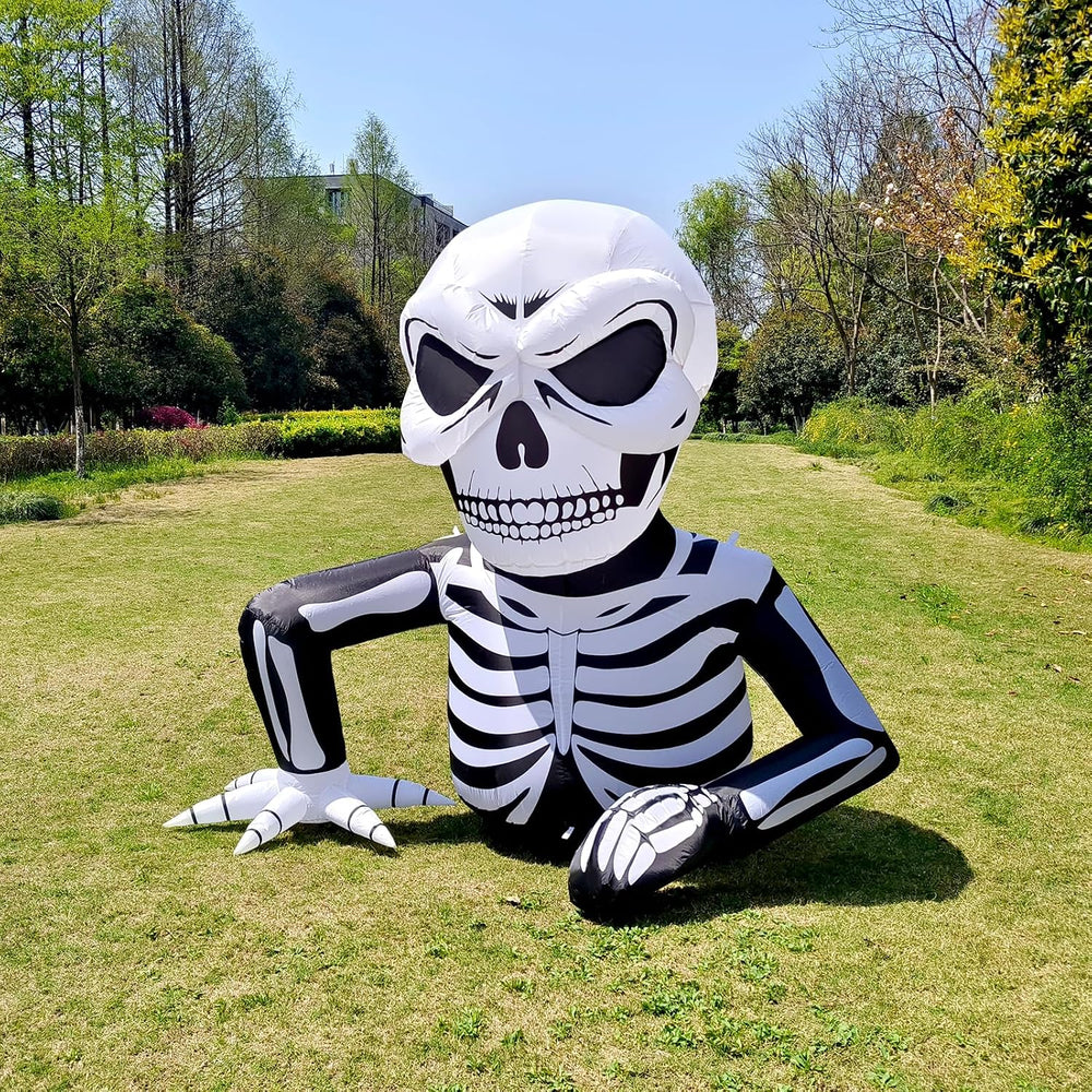 WBHome 6 Ft Halloween Inflatable Half Body Skeleton Skull Decorations, Day of...