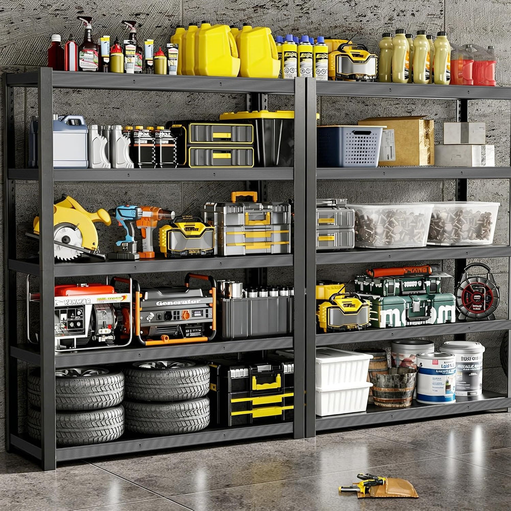 84" H 5-Tier Heavy Duty Storage Shelves, 3000LBS Capacity Adjustable Met...
