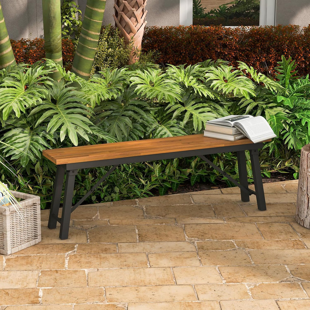HAPPYGRILL Folding Picnic Table Bench Set, Acacia Wood Dining Table Bench w/M...