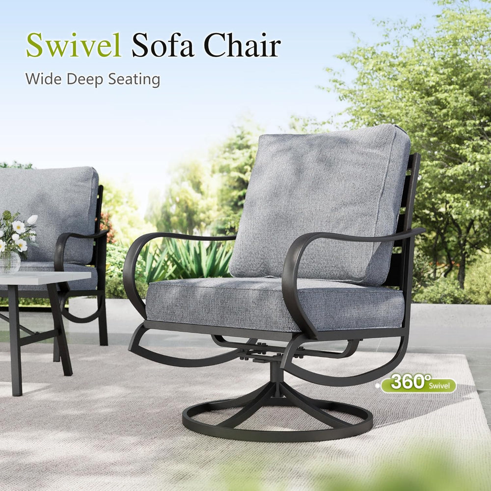 Sophia & William 8 Piece Metal Patio Furniture Set with Fire Pit Table,Gray