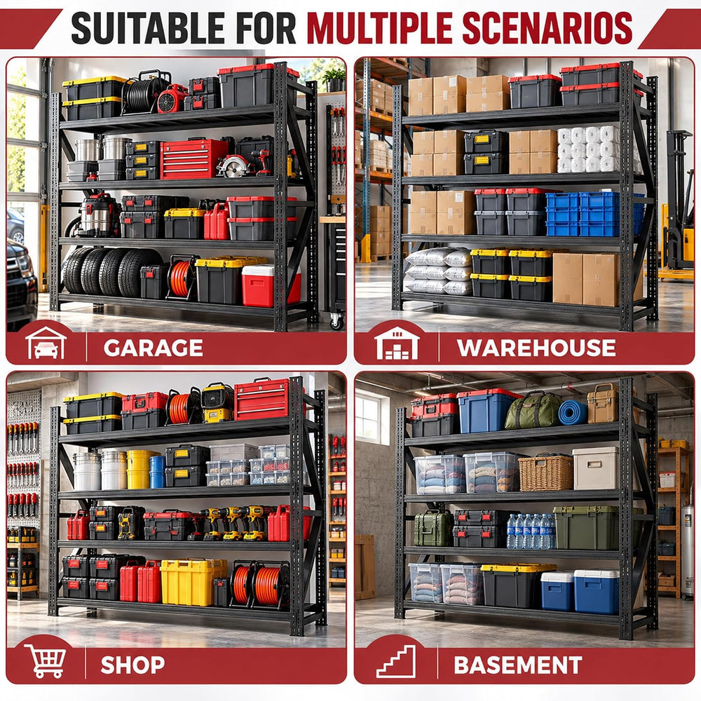 SAWJEC 6000LBS Storage Shelves, 71" W Garage Shelving Heavy Duty Metal A...