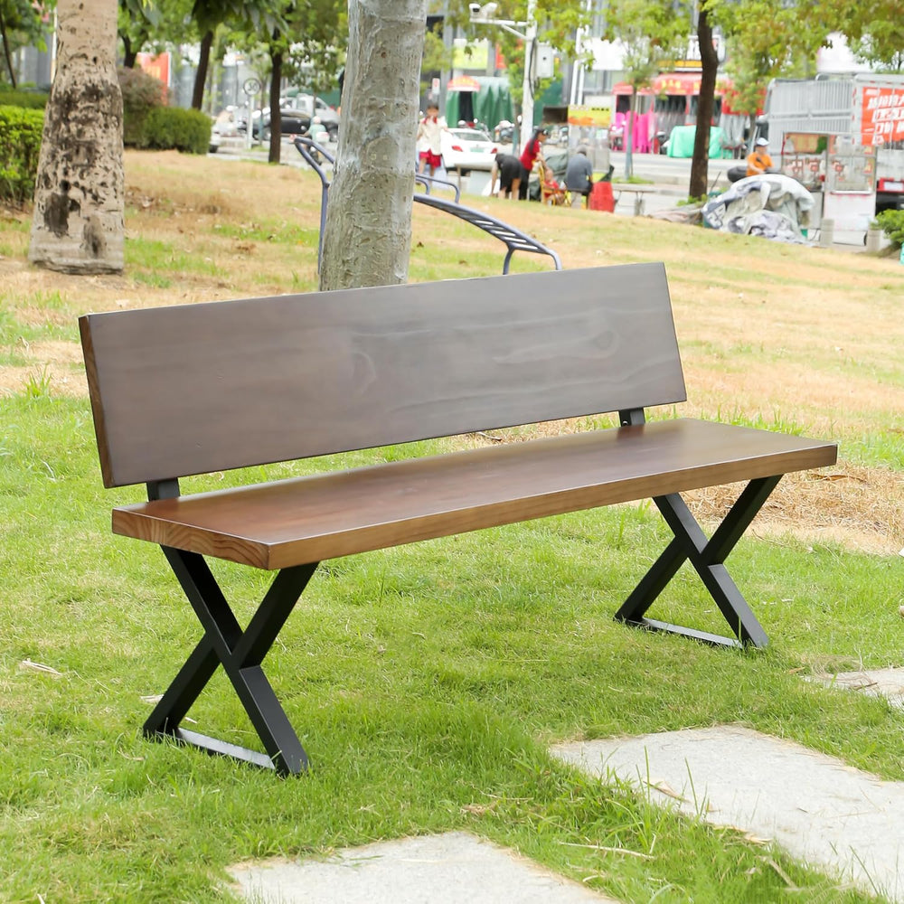 16" Triangle Bench Legs with Backrest Bracket, Set of 2