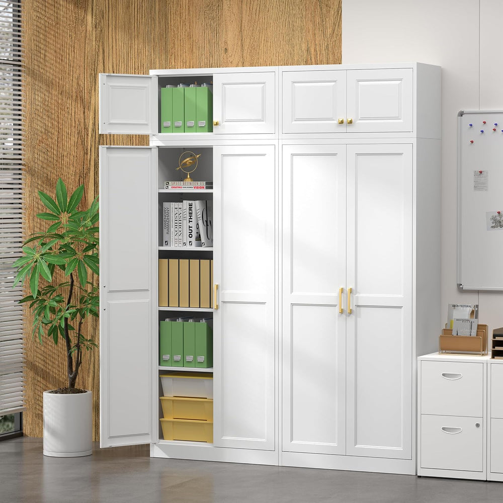 Steeloong 86"Metal Pantry Storage Cabinet with Doors & 4 Adjustable ...