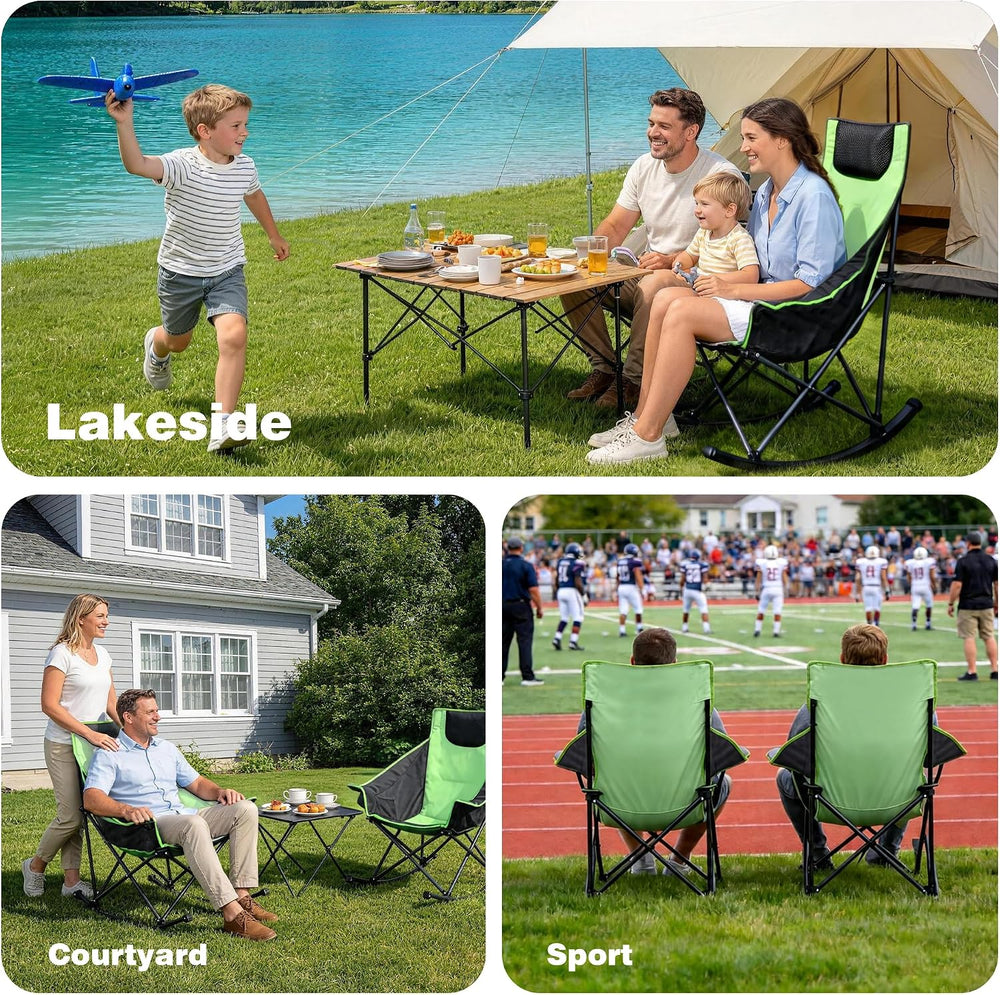 SUNNYFEEL Oversized Rocking Camping Chair 2 Pack, Fully Padded Patio Chair wi...