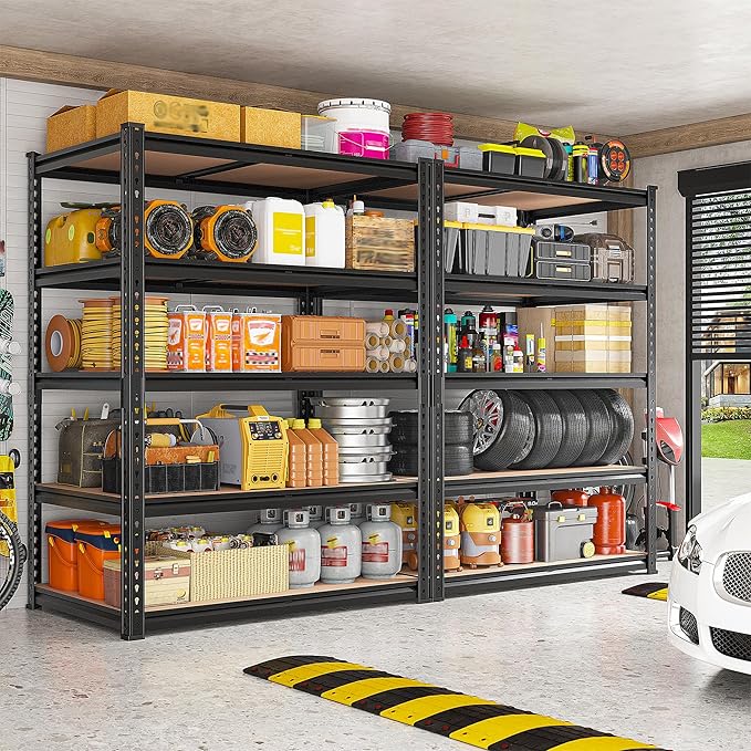 REIBII 2400LBS Storage Shelves 5 Tier Garage Shelving Heavy Duty, Adjustable ...