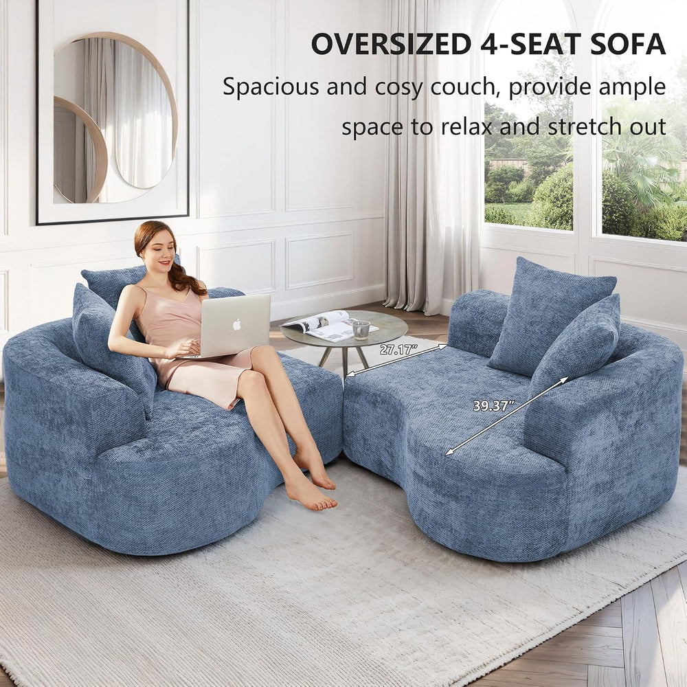 109” Curved Sectional Sofa, Modern Chenille Fabric Modular Couch