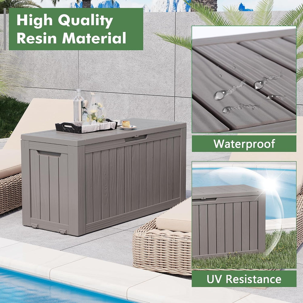 Outdoor Storage Waterproof Deck Box for Patio (80 Gallon, Grey)