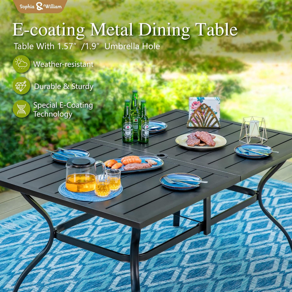 Sophia & William Outdoor Dining Set with Umbrella for 6 w/Swivel Chairs