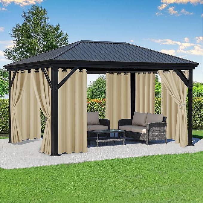 Outdoor Curtains for Patio Waterproof - 8 Panels Privacy Weatherproof Outside...