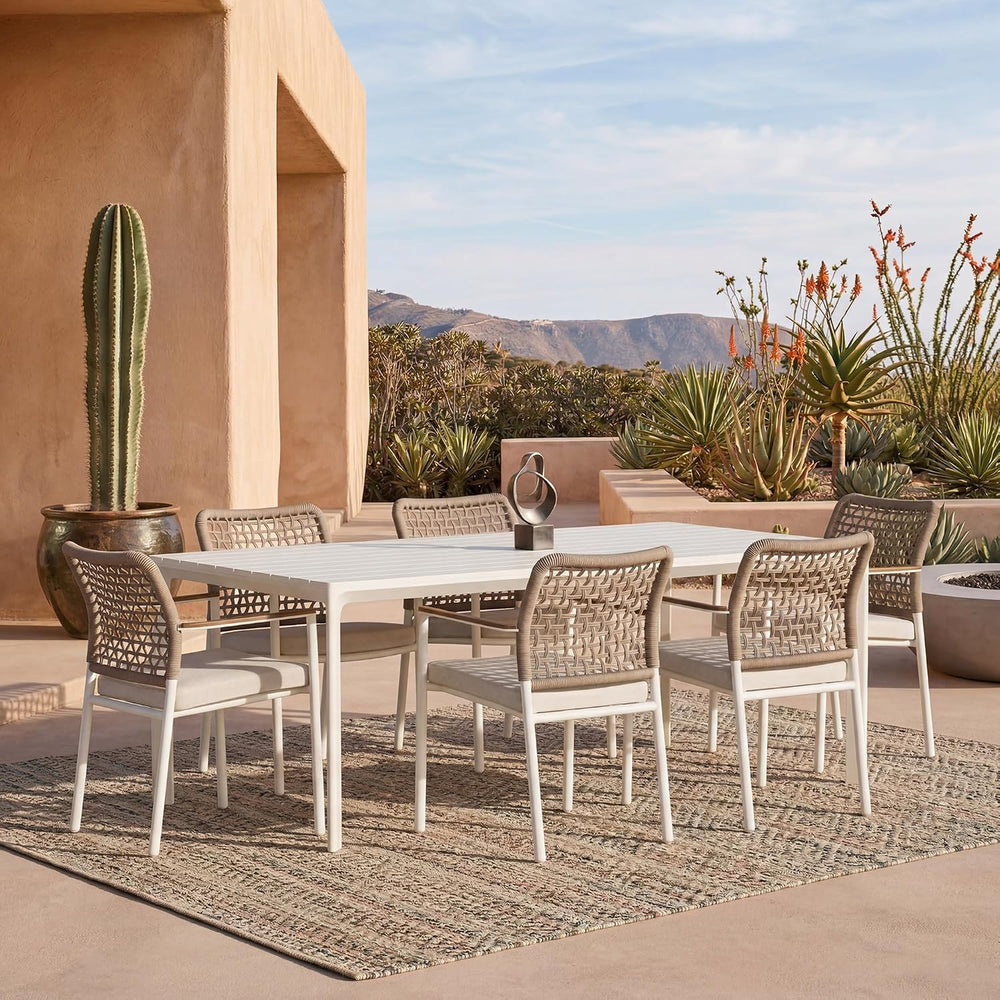 Modern Shade Luxury All-Aluminum Outdoor Dining Set for 7, Beige