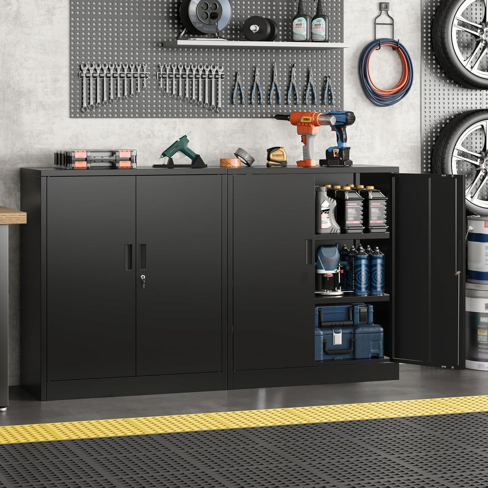 Metal Storage Cabinet,36" Locking Cabinet with 2 Adjustable Shelves
