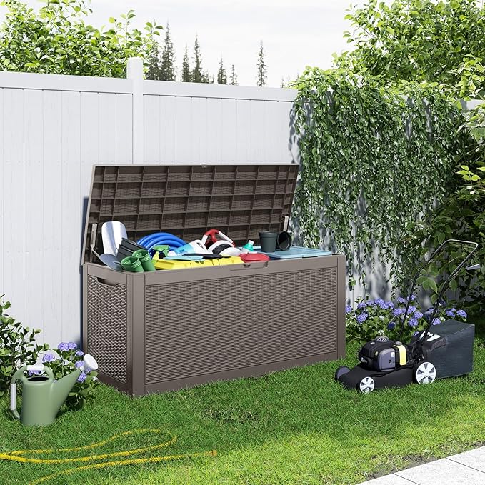 ROJIK Outdoor Storage Housing Deck Box - Waterproof Patio Furniture, Garden T...