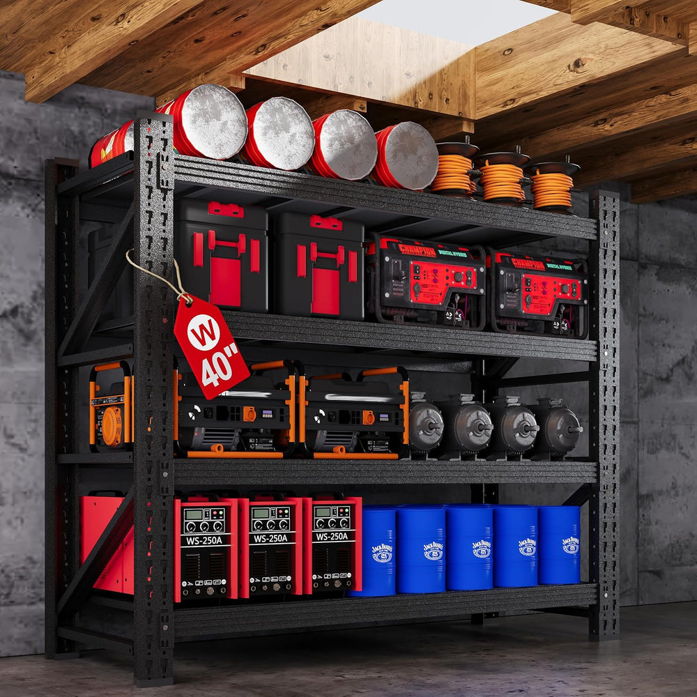 40” Wide Heavy Duty Metal Garage Shelving, Adjustable Storage Shelf