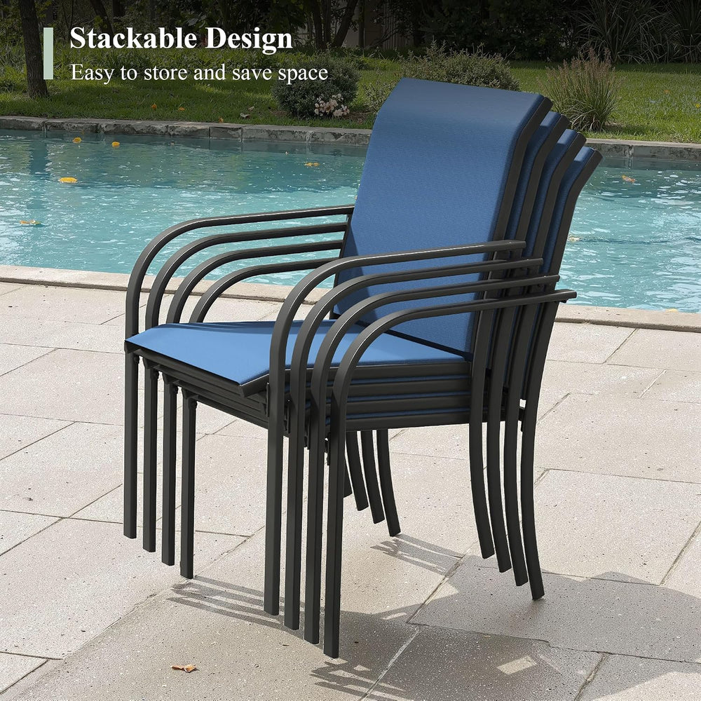 3 Pieces Outdoor Dining Set, Stackable Textilene Paito Chairs & 27.5&quot...
