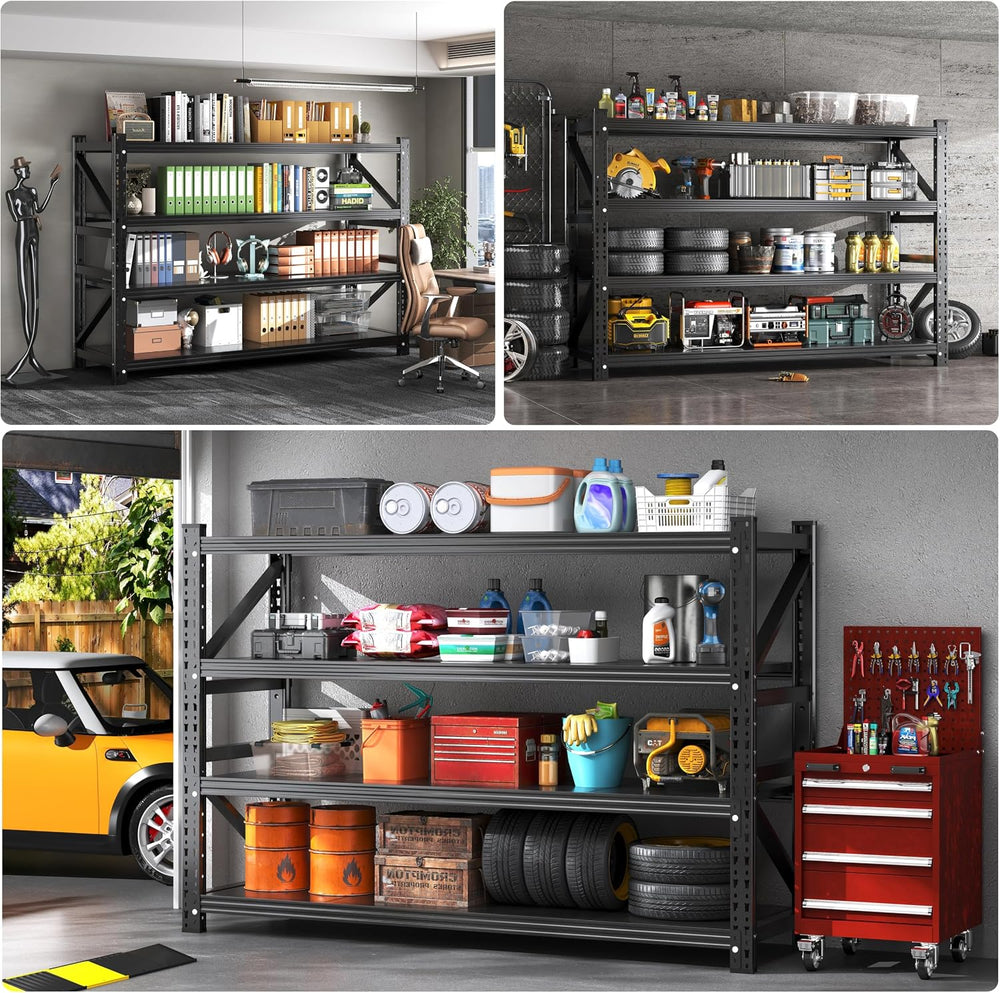 Novolume 32" W Heavy Duty Storage Shelves,4-Tier Adjustable Metal Garage...