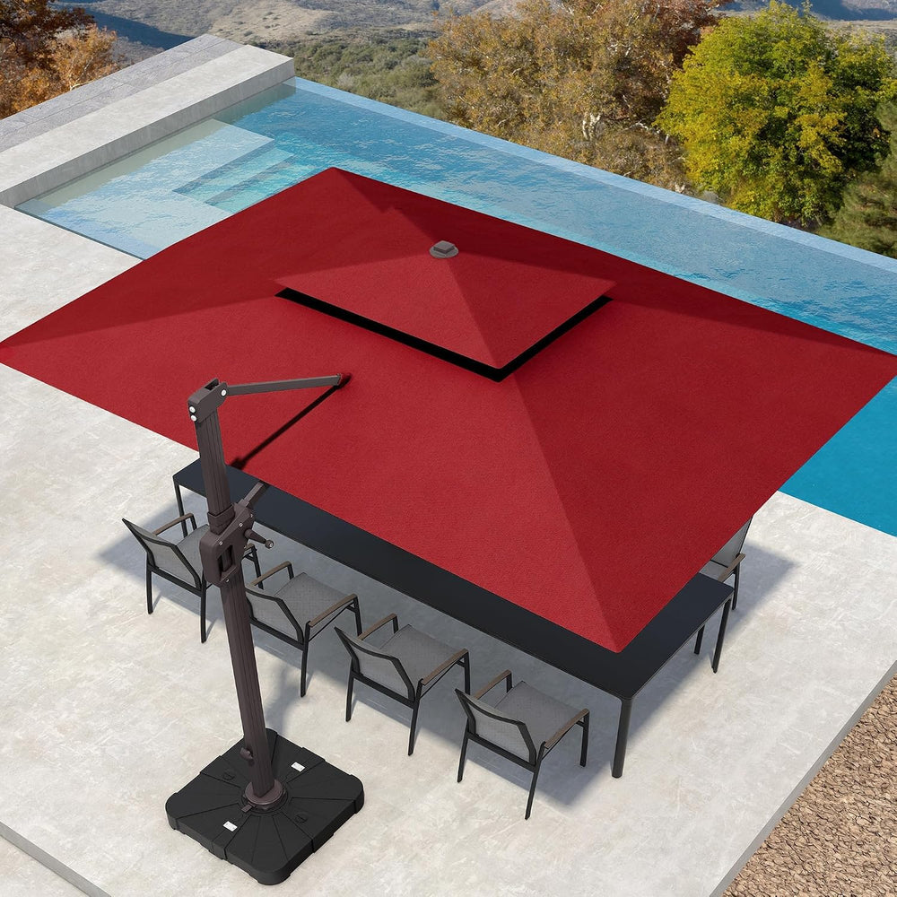 Deconk 10' X 13 'Patio Umbrella with LED Light Outdoor Cantilever Umb...