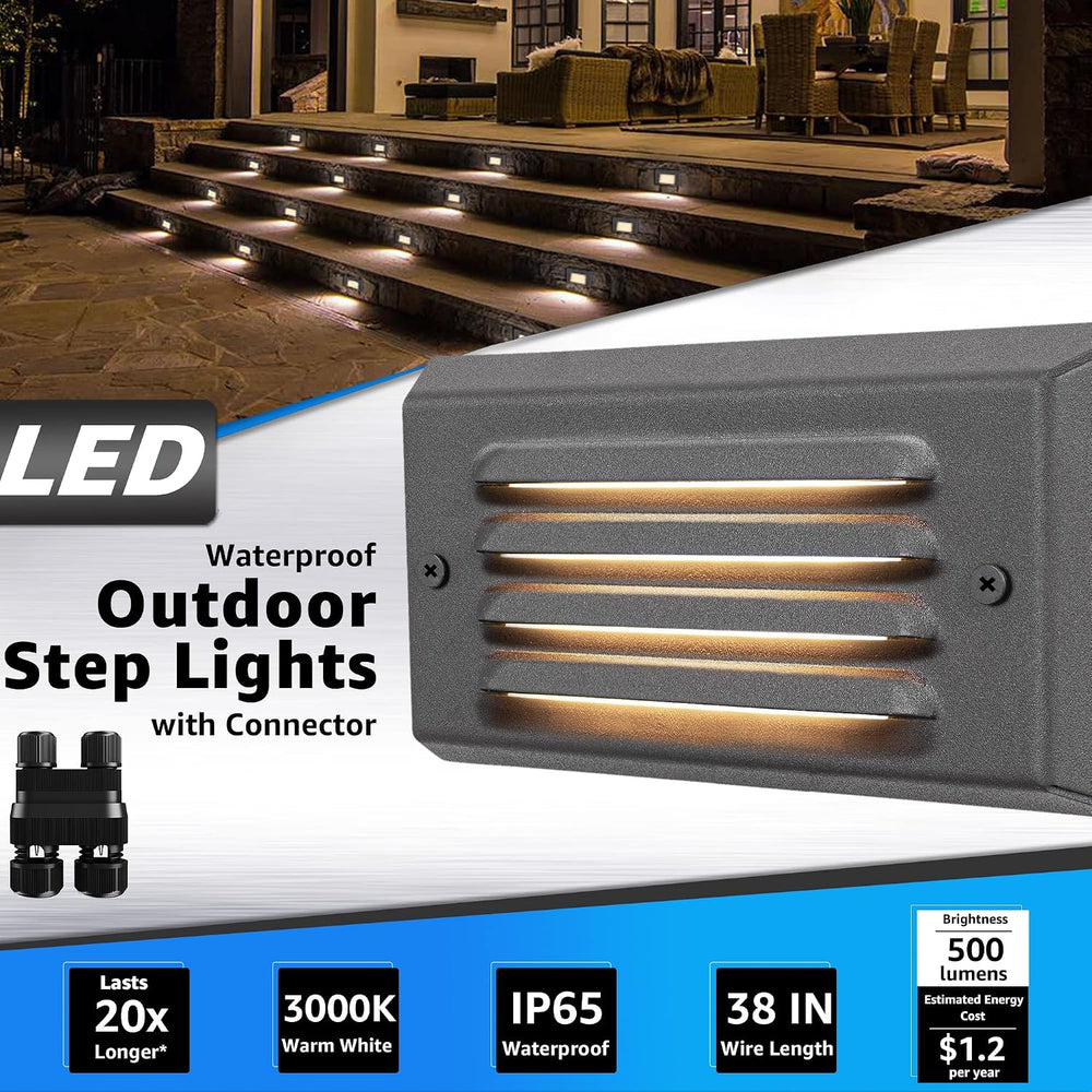 SUNVIE 5W Low Voltage Step Lights 6 Inch Outdoor Aluminum Brown, 12-Pack