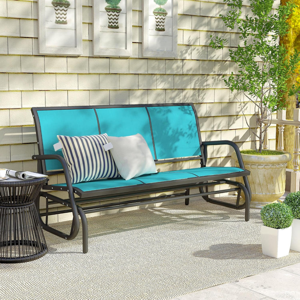 Outsunny 3-Person Patio Glider Bench Outside 3 Seats Blue