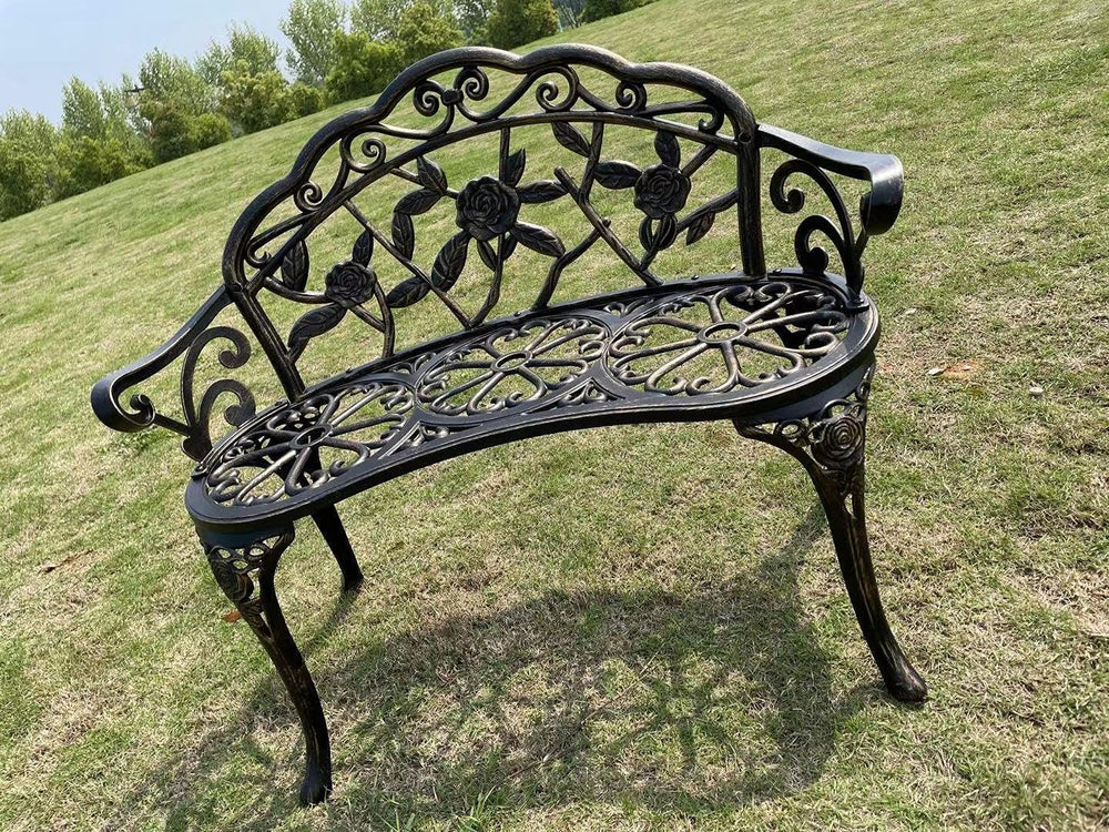 U/D Outdoor Bench Park Garden Bench ，All Chair Anti Rust Cast Aluminum Patio ...