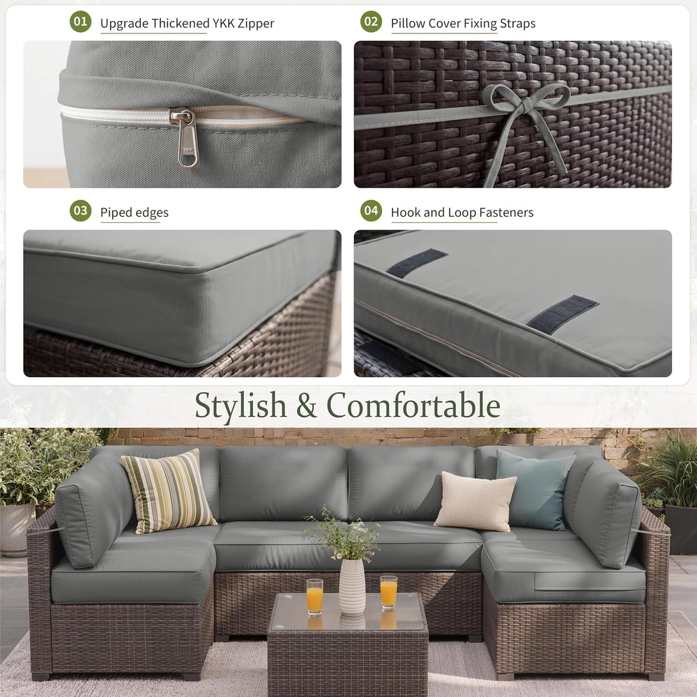 14 Pcs Outdoor Cushion Slipcovers All-Weather Patio Sofa Cover, Covers Only