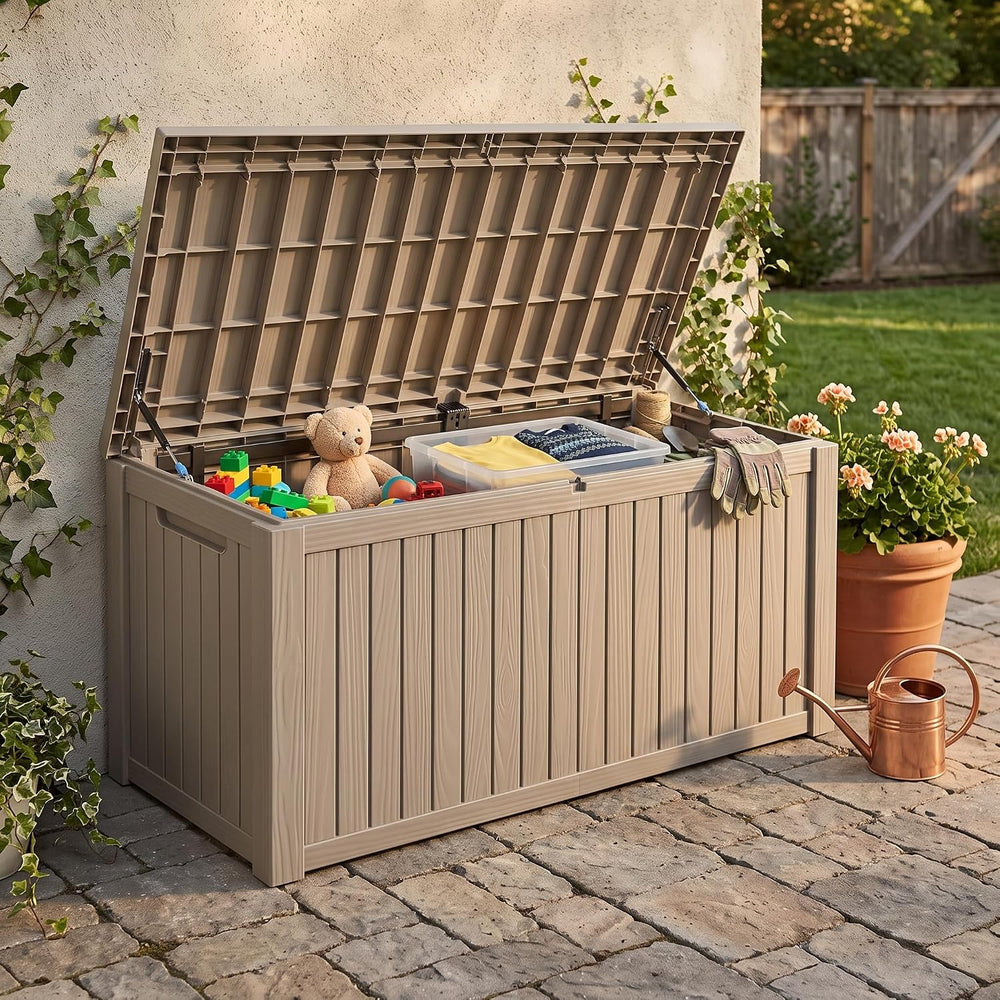 320 Gallon Extra-large Outdoor Storage Box, Waterproof Lockable Deck Box