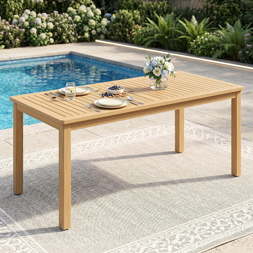 Wisteria Lane Acacia Outdoor Dining Table, 68"×32" Patio Dining Tab...