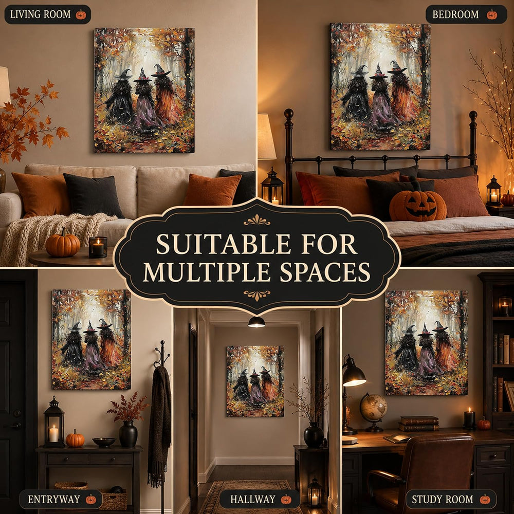 karani Halloween Canvas Wall Art, Vintage Three Witches Halloween Pictures