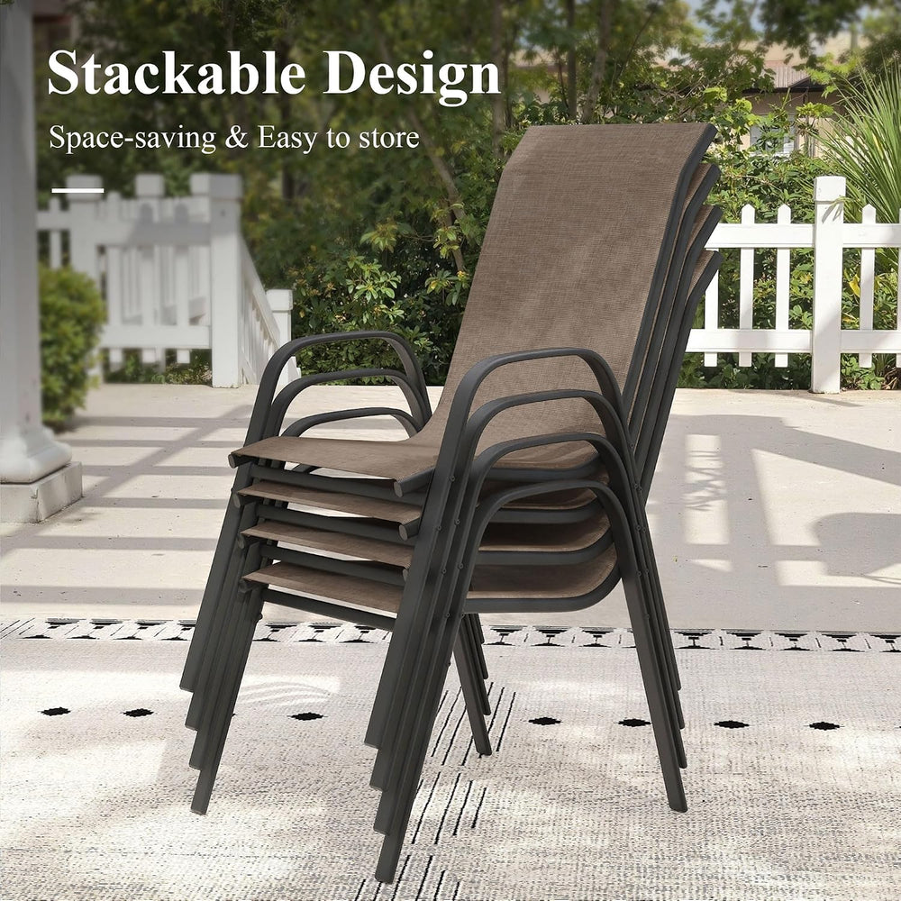 5 Pieces Outdoor Dining Set, 40.7" Spliced Patio Table with Umbrella Hol...