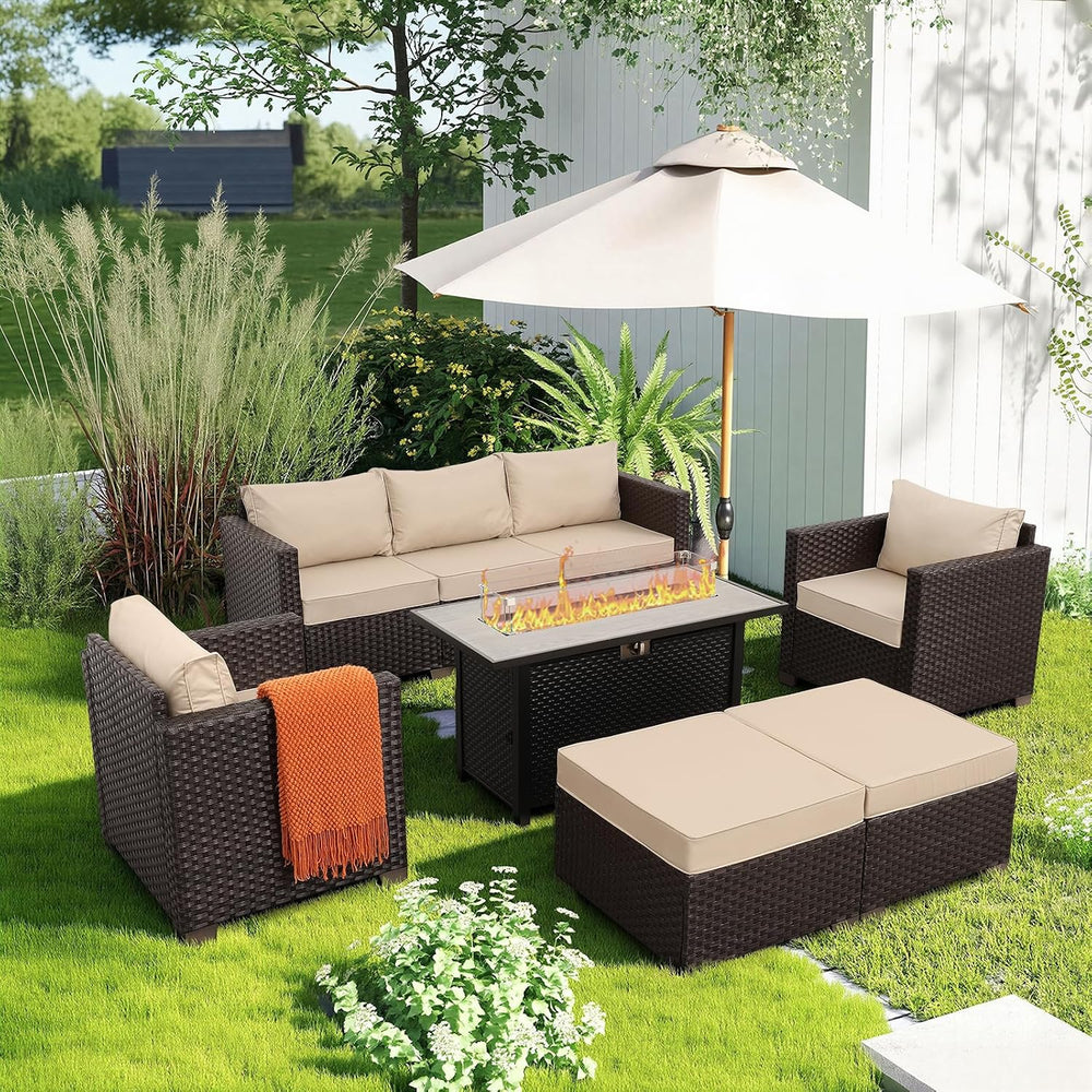 Rattan Star Patio Furniture Set 6-Piece Outdoor Furniture Set with 45'...