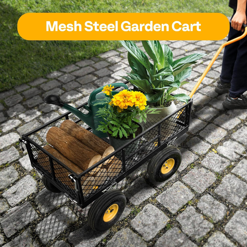 VIVOHOME Heavy Duty 880 Lbs 4.5 Cu Ft Mesh Steel Garden Cart Utility Wagon