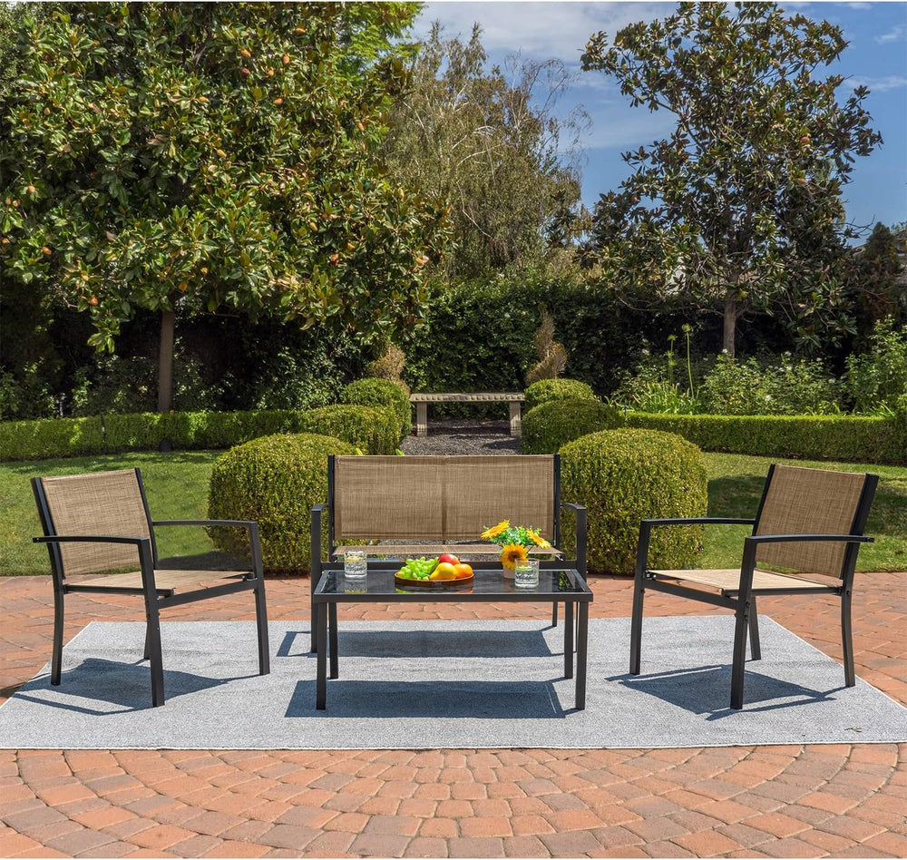Devoko 4 Pieces Patio Furniture Set Outdoor Garden Patio Conversation Sets Po...