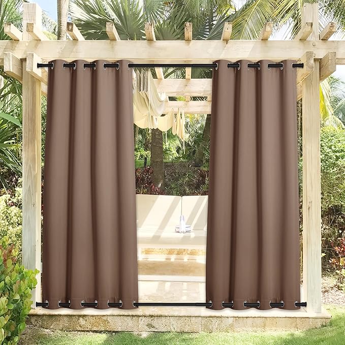 NICETOWN 2 Panels Weighted Blackout Curtains Rustproof Fixed Grommet Top and ...