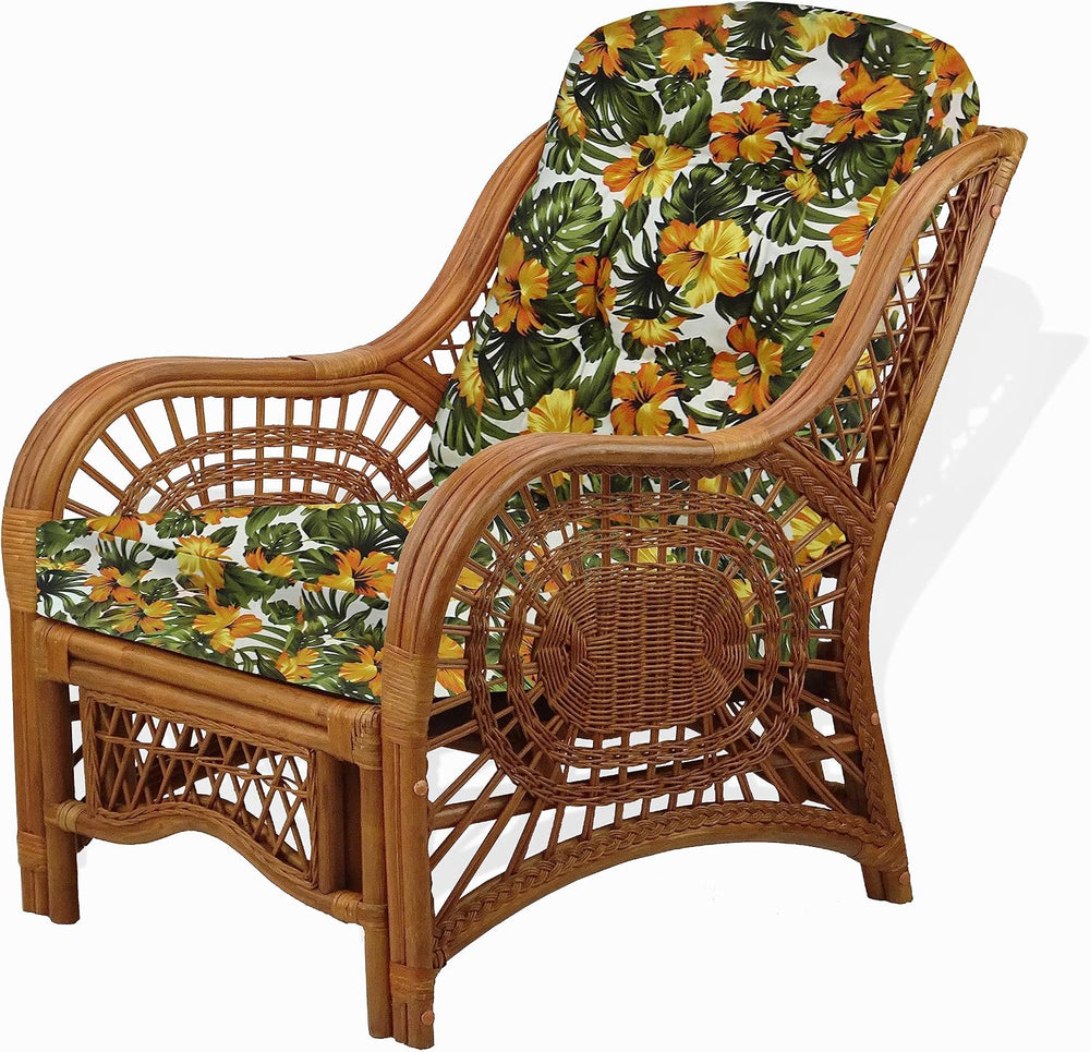 Malibu Lounge Living Accent Armchair Natural Rattan Wicker Handmade Design, C...