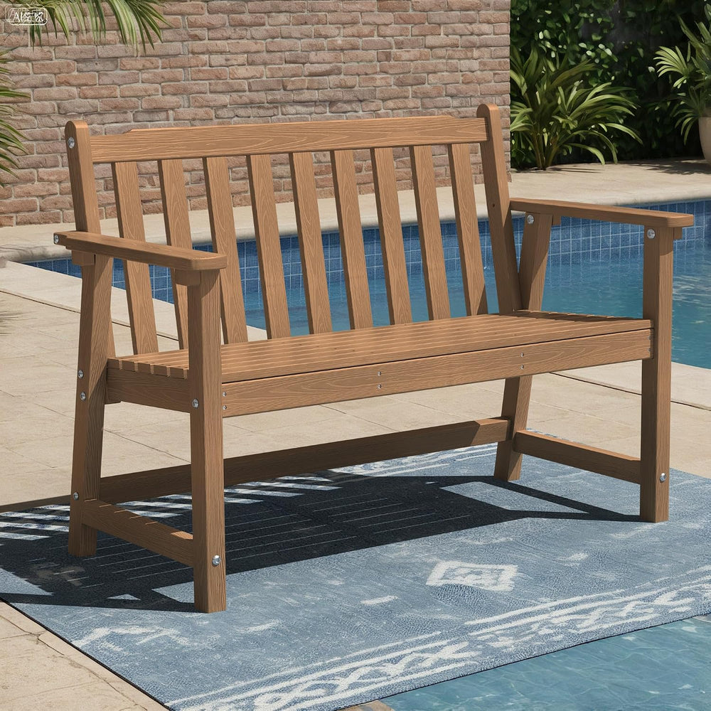 Ciokea 48" Outdoor Bench, HDPE Weatherproof Porch Bench, 2-Person Garden...