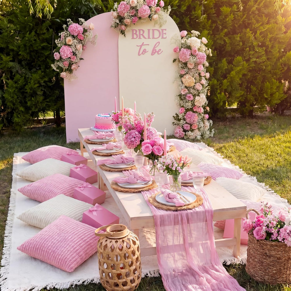 28 Pack Extra Large Pink Picnic Blanket Kit 91x71'' Outdoor Boho Pink...