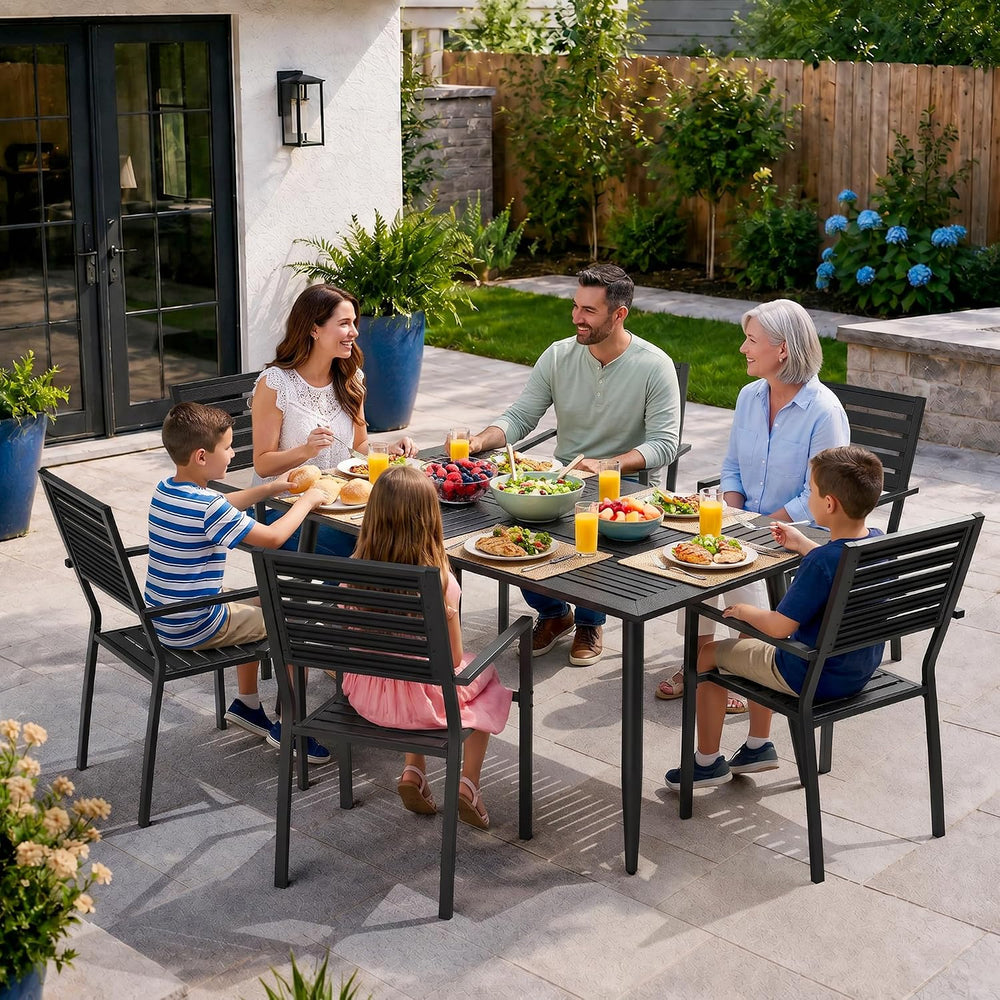 Pamapic 7-Piece HDPE Outdoor Dining Set, All-Weather Patio Furniture Set with...