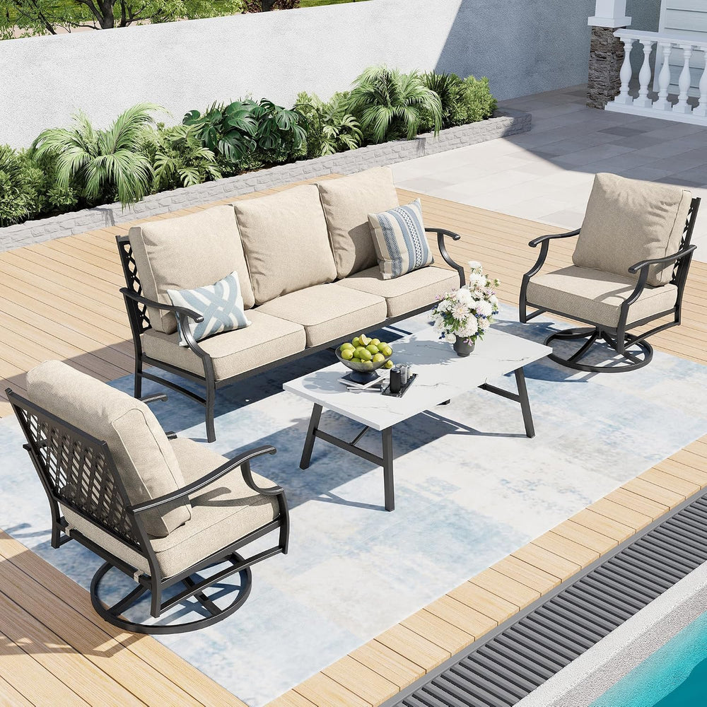 SUNSHINE VALLEY 4-Piece Metal Wrought Iron Outdoor Conversation Set