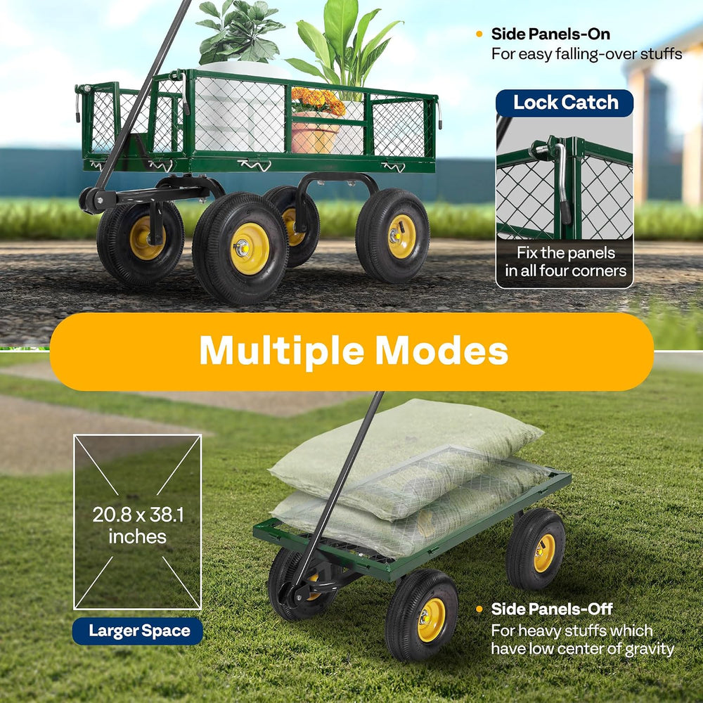 VIVOHOME Heavy Duty 880 Lbs 4.5 Cu Ft Mesh Steel Garden Cart Utility Wagon