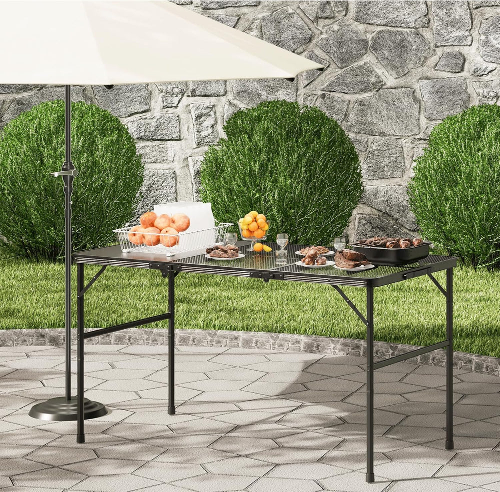 Magshion Portable 4FT Folding Table, Three-fold Grill Picnic Table, Lightweig...