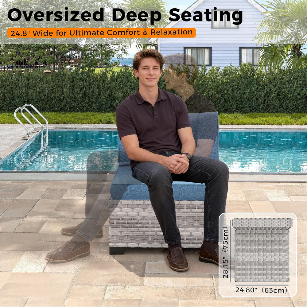 6-Seat Modular Patio Furniture Set – Outdoor Wicker Sectional Sofa with Thick...