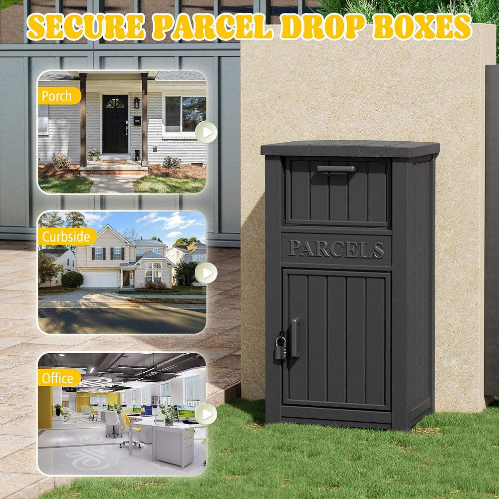 Package Delivery Boxes for Outside, Parcel Drop Box, Black