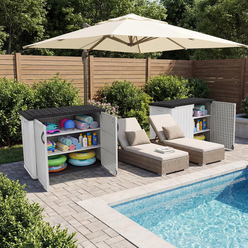 Patiowell 26 Cu.ft Plastic Outdoor Storage Cabinet, Lockable Waterproof Horiz...