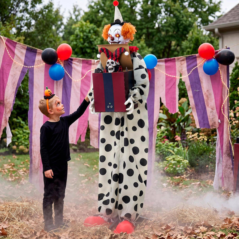 JOYIN 67" Halloween Animatronic Clown with Pop-Up Box, Halloween Decor O...