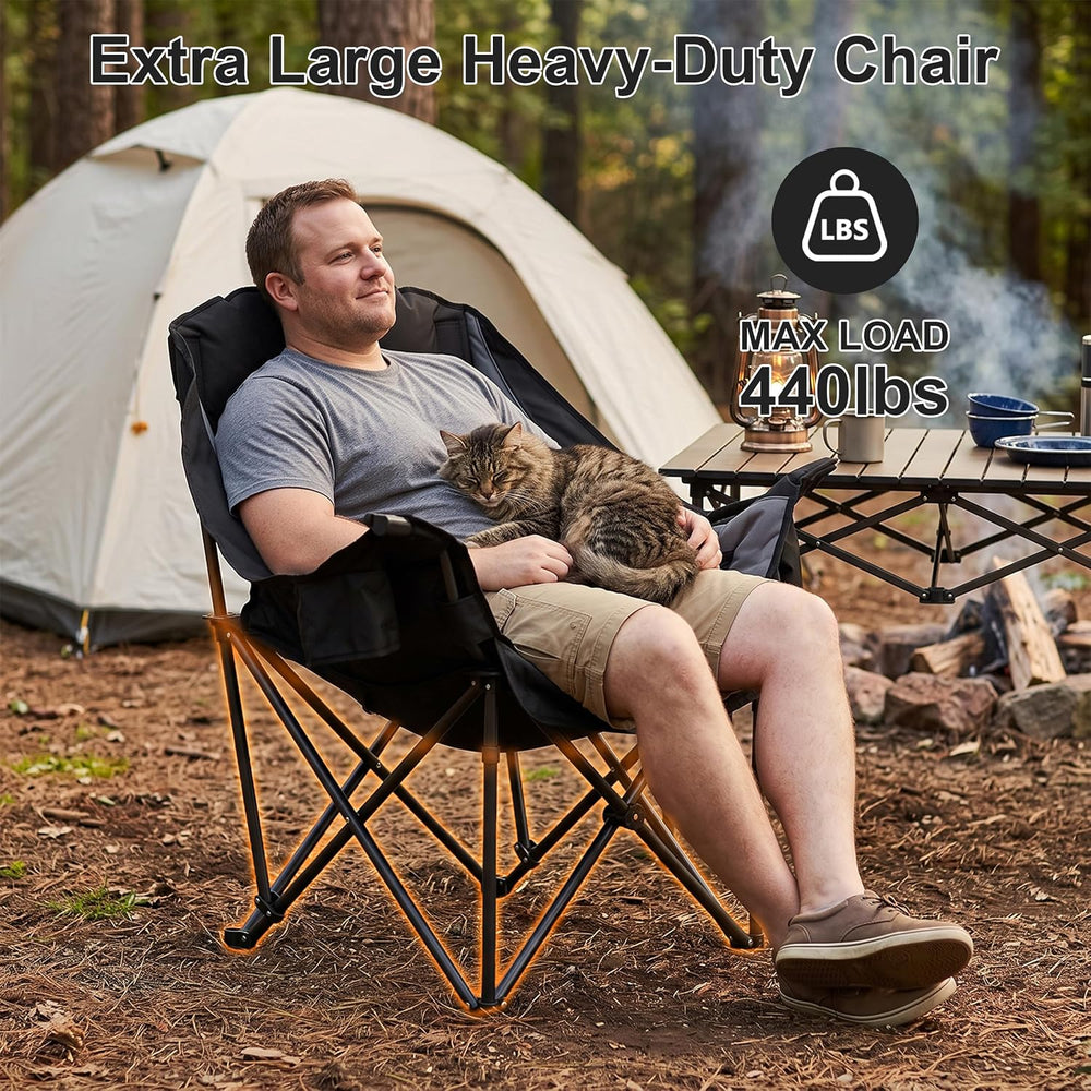 Heavy Duty Padded Camping Chair for Adults, Oversized Outdoor Camping Chair